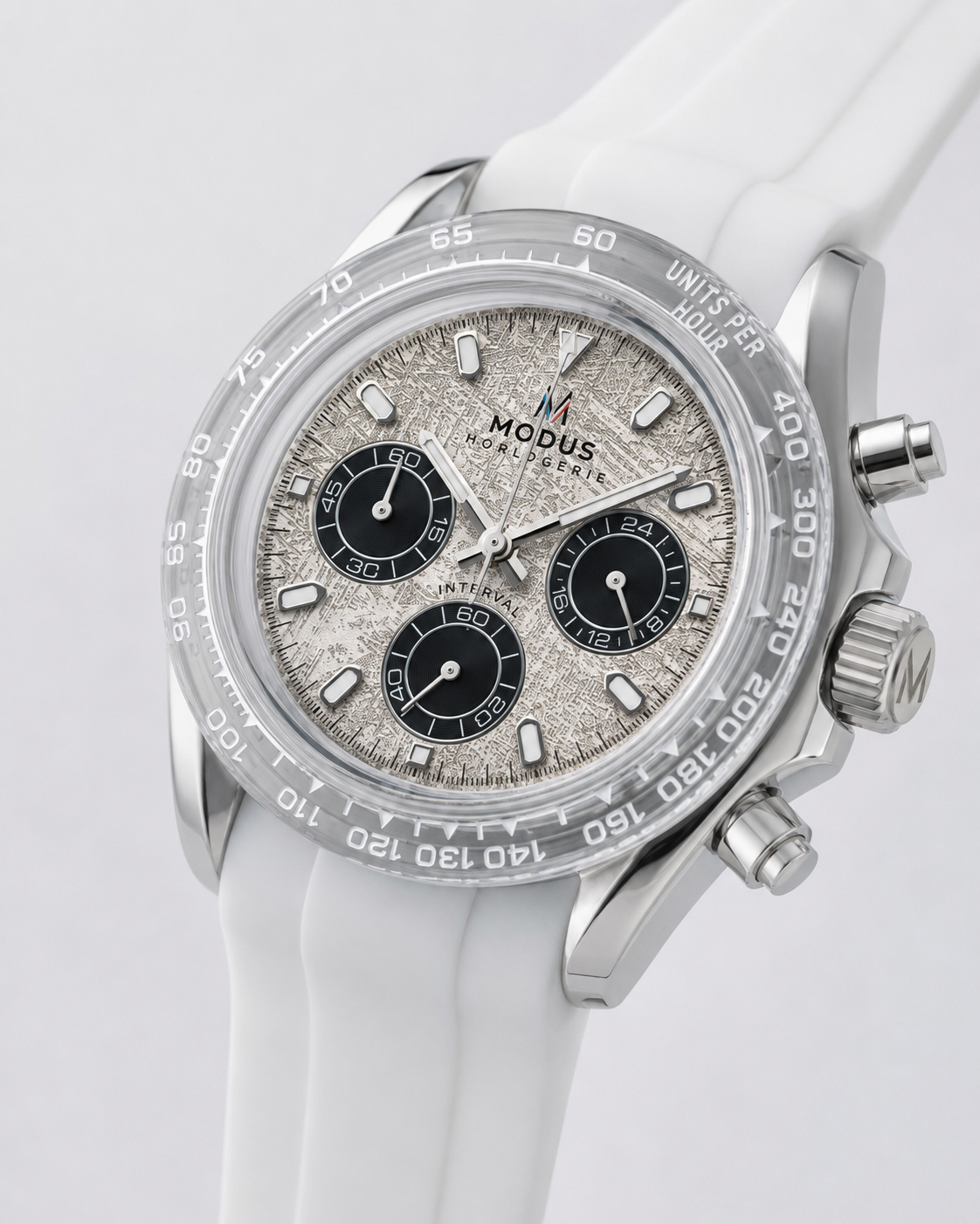 Chronographe Modus Interval Météore, cadran gris météorite et boîtier acier