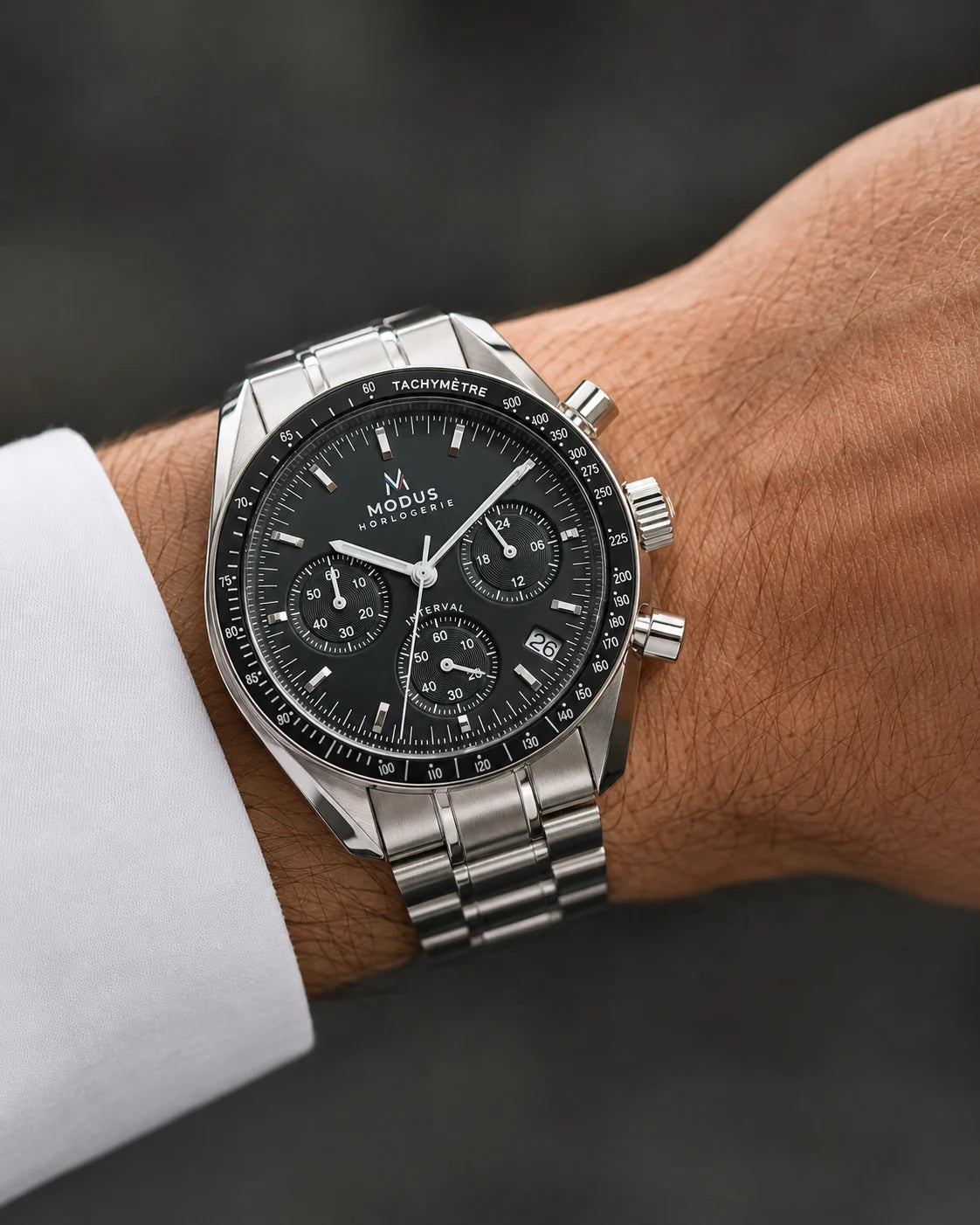 COSMOS · Chronographe · Anthracite — portée au poignet