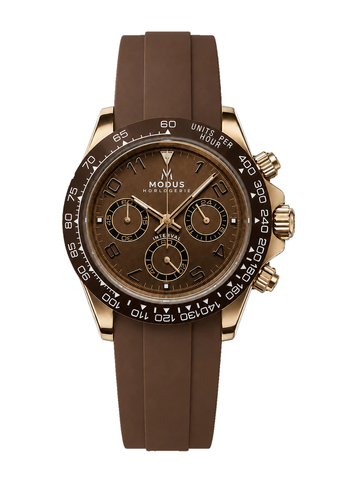 INTERVAL · Chronographe · Or rose & cognac