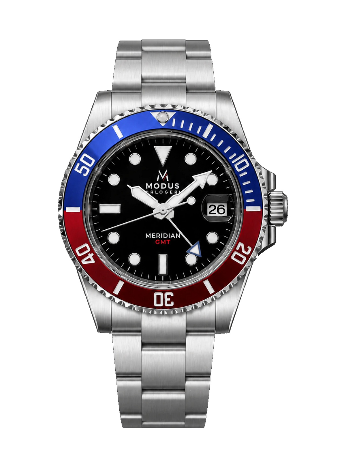 MERIDIAN · GMT automatique · Lunette bleu & rouge
